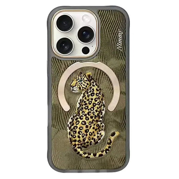 iPhone 15 Series  MagSafe Leopard Case | Nimmy Embroidery Dream Animal (Copy)