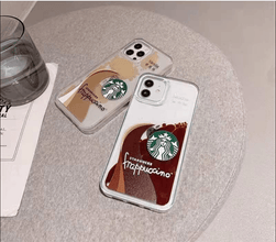 Starbucks Cases Float Flow Liquid LUXY Studio Coffee Phone Case for iPhone 14 | Hard Back PC Cover Casing Brand: Luxy Studio Cases - Luxystudio