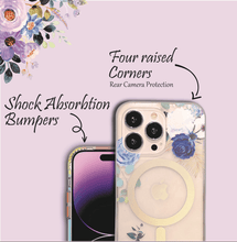 LUXYSTUDIO Floral Design Mobile Cover for iPhone 13 | Soft & Flexible Shockproof Back Cover with Wireless Charging Compatibilty(MagSafe) (Blue Rose) - Luxystudio